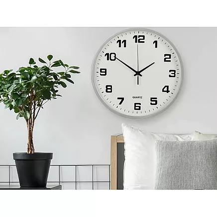 Dekoratīvais Apaļais Sienas Pulkstenis 25 cm, Sudrabs