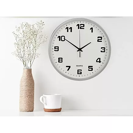 Dekoratīvais Apaļais Sienas Pulkstenis 25 cm, Sudrabs