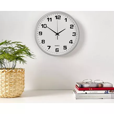 Dekoratīvais Apaļais Sienas Pulkstenis 25 cm, Sudrabs