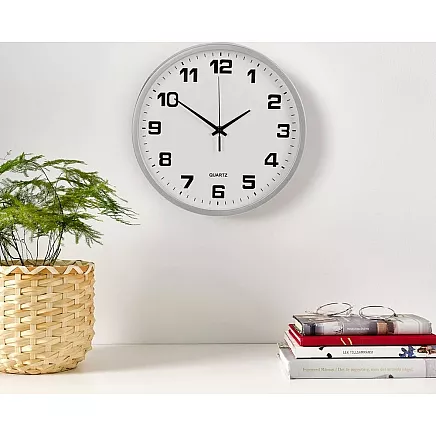 Liels, kluss, apaļš sienas pulkstenis ar sekundes rādītāju, 30cm