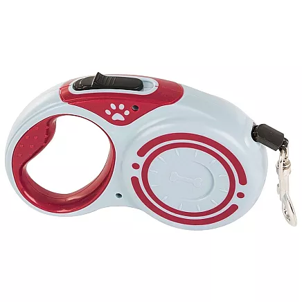 Automātiska izturīga pavada ar bloķēšanu suņiem, 5m, līdz 15kg, sarkana