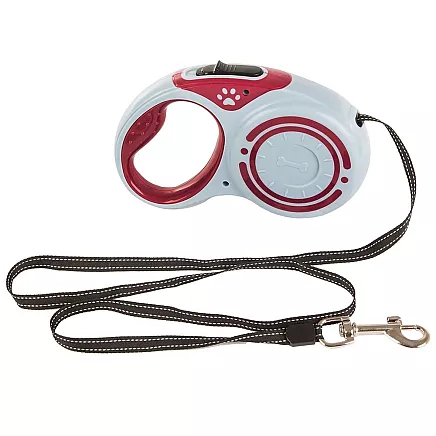 Automātiska izturīga pavada ar bloķēšanu suņiem, 5m, līdz 15kg, sarkana