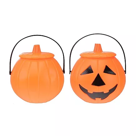 Liels Helovīna ķirbja spainītis konfektēm, katliņš saldumiem, oranžs