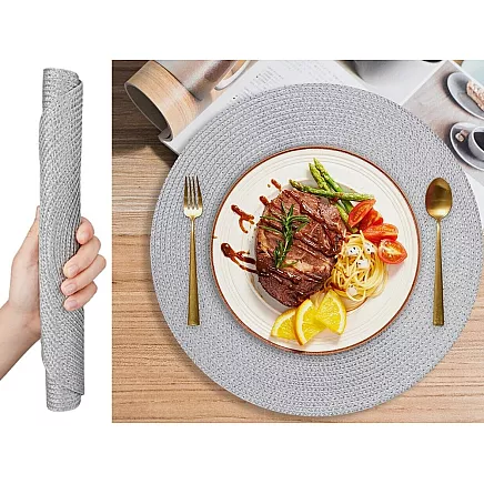 Apaļš pīts galda paliktnis, pelēks, Ø 38 cm, 1 gab.