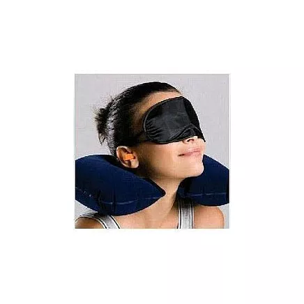 Travel pillow inflatable croissant + blindfold