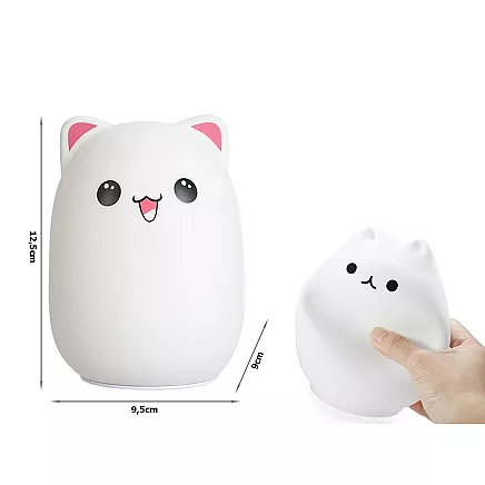 Bērnu Silikona Nakts LED RGB Gaismas Lampa ar Tālvadības Pulti, Kaķis