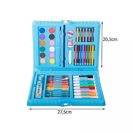 Bērnu mākslas komplekts zīmēšanai koferī, 68 daļas, zils
