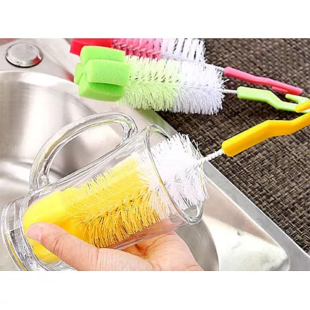 Pudeles un glāžu mazgāšanas birste ar sūkli, elastīga