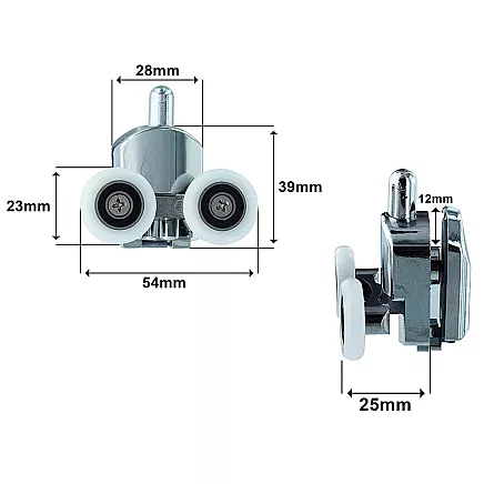 Durvju rullīšu komplekts duškabīnēm, 8 gab., hromēti