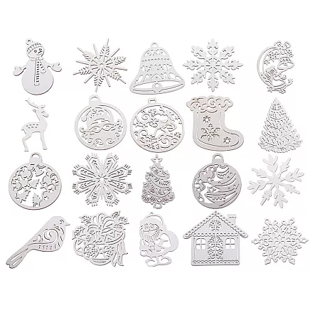 Wooden christmas tree decorations 20 pieces pendants baubles ornaments