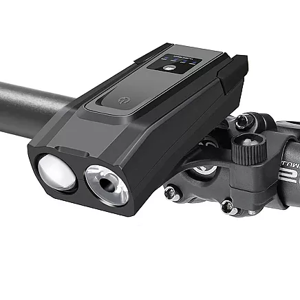 Jaudīgs velo lukturis priekšējais LED aizmugurējais gaismas akumulatora līmeņa indikators 2in1