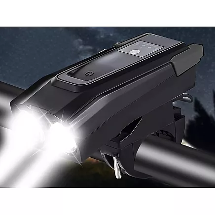 Jaudīgs velo lukturis priekšējais LED aizmugurējais gaismas akumulatora līmeņa indikators 2in1