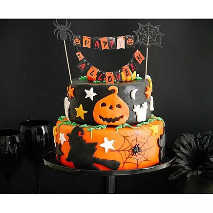 Halloween decoration for a cake cupcake picker topper garland paper