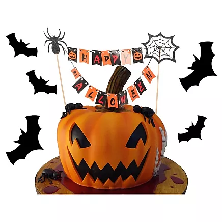 Halloween decoration for a cake cupcake picker topper garland paper