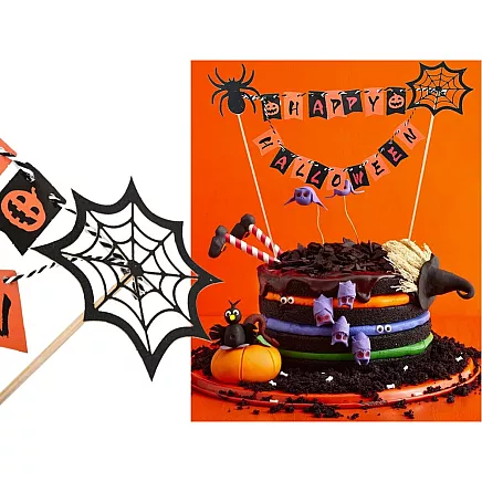 Halloween decoration for a cake cupcake picker topper garland paper
