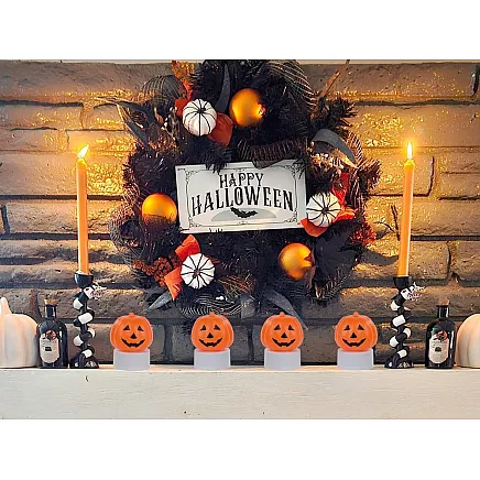 Led pumpkin light glowing figurine decoration halloween decoration battery operated
