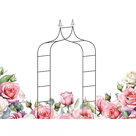 Metāla dārza pergola ar dekoratīviem elementiem, tumši zaļa, 265 cm