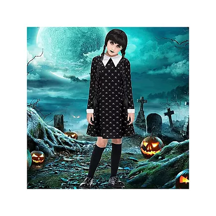 Dress wednesday addams costume kids halloween disguise 135