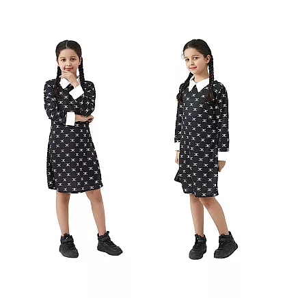 Dress wednesday addams costume kids halloween disguise 135