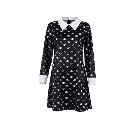 Wednesday Addams Childrens Halloween Costume Dress, 135-145 cm