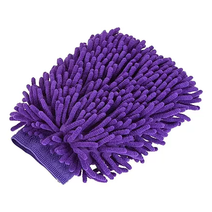 Mikrošķiedras cimds automazgāšanai un pulēšanai, divpusējs, 22cm x 15cm, violets