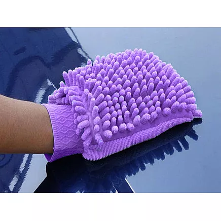 Mikrošķiedras cimds automazgāšanai un pulēšanai, divpusējs, 22cm x 15cm, violets