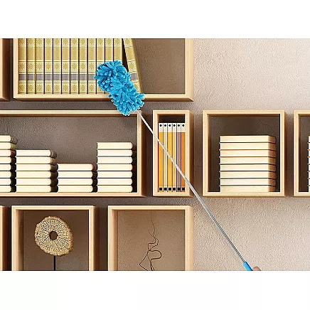 Dirt broom brush telescopic long folding microfibre