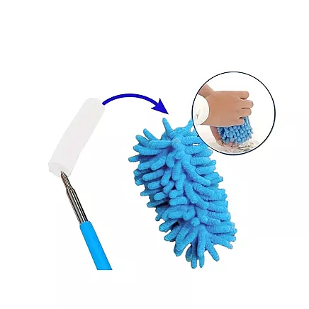 Dirt broom brush telescopic long folding microfibre