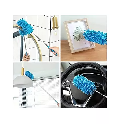 Dirt broom brush telescopic long folding microfibre
