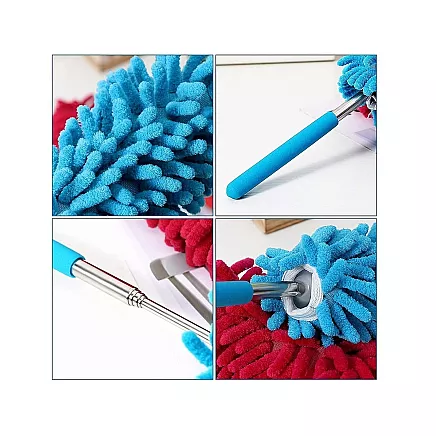 Dirt broom brush telescopic long folding microfibre