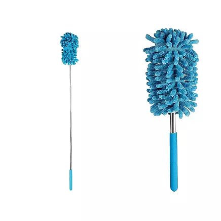 Dirt broom brush telescopic long folding microfibre