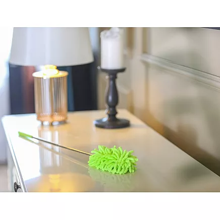 Dirt broom brush telescopic long folding microfibre
