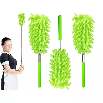Dirt broom brush telescopic long folding microfibre