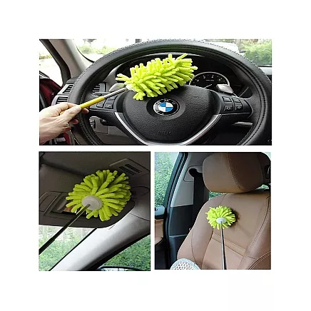 Dirt broom brush telescopic long folding microfibre