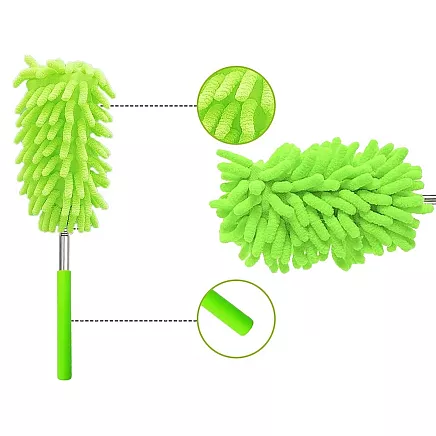 Dirt broom brush telescopic long folding microfibre