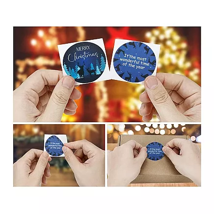 Christmas decorative stickers on roll of 500 pieces merry christmas