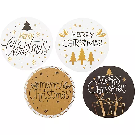 Dekoratīvās Ziemassvētku uzlīmes uz ruļļa 500 gab., krāsainas