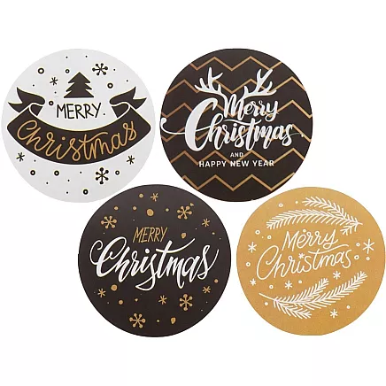 Dekoratīvās Ziemassvētku uzlīmes uz ruļļa 500 gab., krāsainas