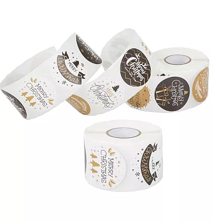 Dekoratīvās Ziemassvētku uzlīmes uz ruļļa 500 gab., krāsainas