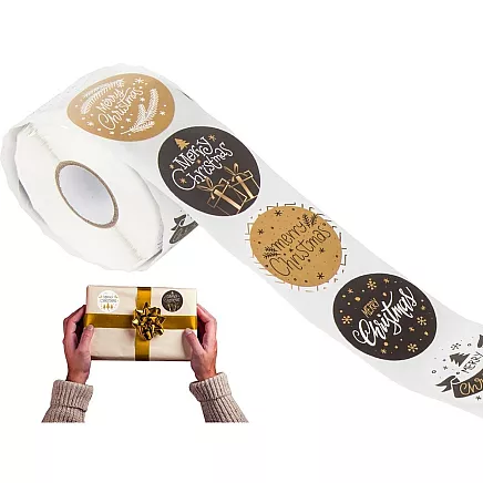 Dekoratīvās Ziemassvētku uzlīmes uz ruļļa 500 gab., krāsainas