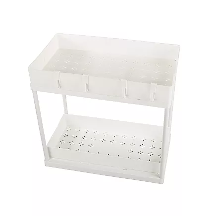 Izvelkamais garšvielu plaukts virtuves organizators ar 2 plauktiem, balts