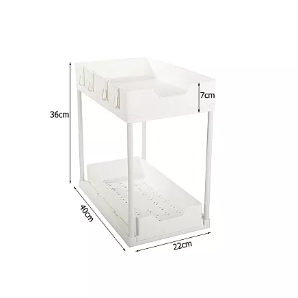 Izvelkamais garšvielu plaukts virtuves organizators ar 2 plauktiem, balts