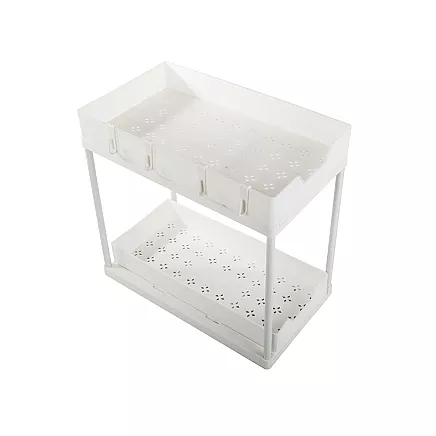 Izvelkamais garšvielu plaukts virtuves organizators ar 2 plauktiem, balts