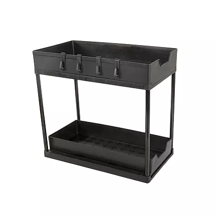 Izvelkams virtuves un garšvielu plaukts ar 2 plauktiem, melns, 36 x 40 x 22 cm