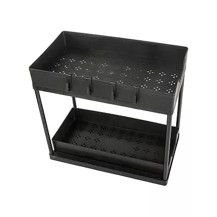 Izvelkams virtuves un garšvielu plaukts ar 2 plauktiem, melns, 36 x 40 x 22 cm