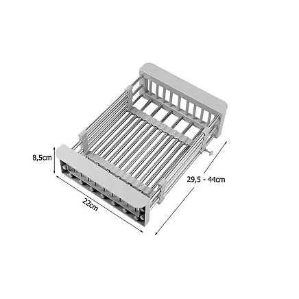 Draining board for sink telescopic vegetable fruit basket