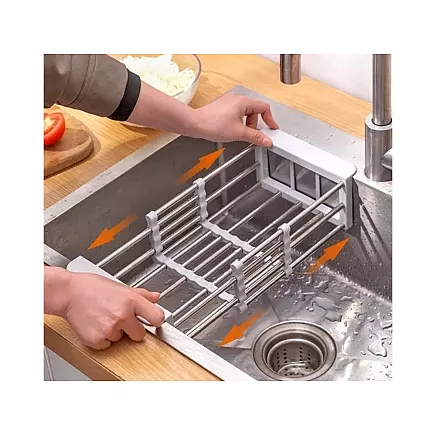 Draining board for sink telescopic vegetable fruit basket