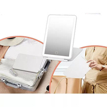 Led illuminated make-up mirror folding travel mirror