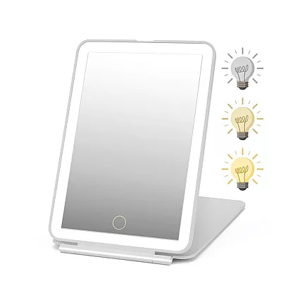 Led illuminated make-up mirror folding travel mirror
