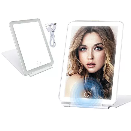 Led illuminated make-up mirror folding travel mirror